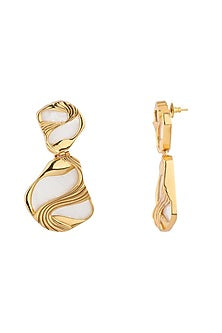Gold Finish Pearl Maxi Pret Dangler Earrings