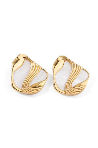 Gold Finish Pearl Amby Stud Earrings