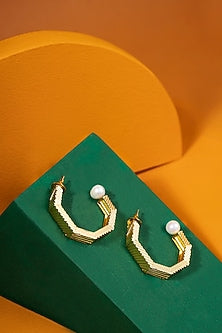 Gold Plated Baroque Pearl Hoop Earrings