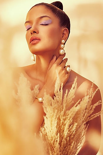 Gold Plated Pearl Dangler Earrings