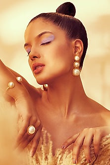 Gold Plated Pearl Dangler Earrings