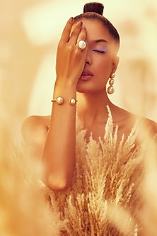 Gold Plated Pearl Dangler Earrings