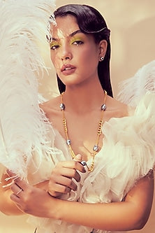 Gold Plated Blue Baroque Pearl Necklace