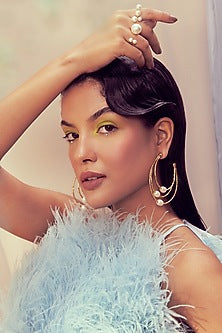 Gold Plated White Pearl Earrings