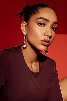 Gold Finish Pearl Dangler Earrings