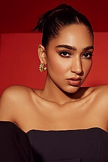 Gold Finish Pearl Hoop Earrings