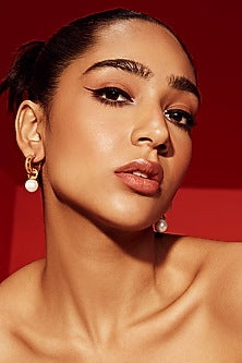 Gold Finish Pearl Dangler Earrings