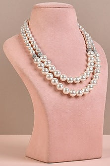 White Necklace With Pearls & Silver Swarovski
