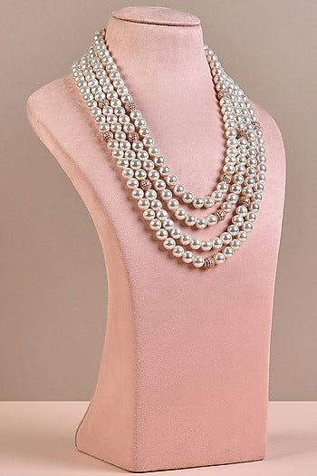 White Swarovski Layered Necklace