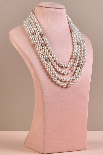 White Swarovski Layered Necklace