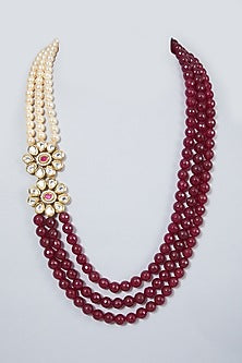 Gold Finish Kundan Polki Pendant Necklace