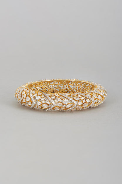 Gold Finish Cubic Zirconia Large Kada Bangle
