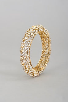 Gold Finish Cubic Zirconia Large Kada Bangle