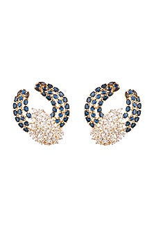 Two Tone Finish Sapphire Earrings