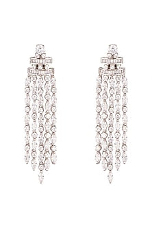 White Finish Zirconia Dangler Earrings