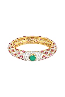 White & Gold Finish Rubies Bangle