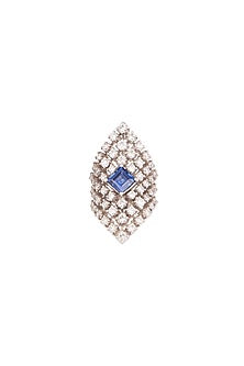 White Finish Blue Sapphire Ring