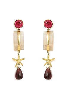 Gold Finish Onyx Dangler Earrings