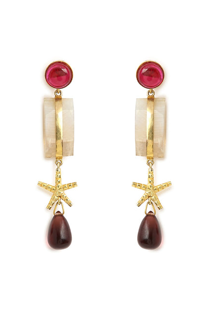 Gold Finish Onyx Dangler Earrings