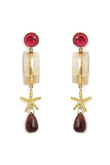 Gold Finish Onyx Dangler Earrings