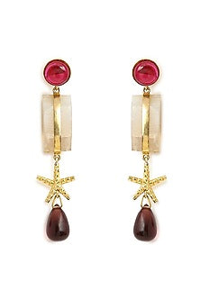 Gold Finish Onyx Dangler Earrings