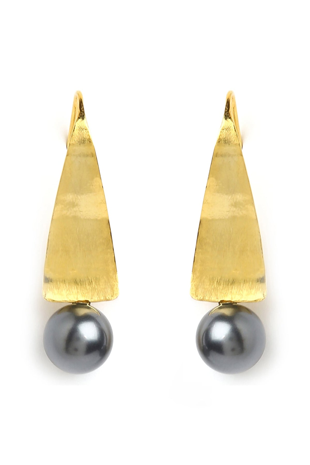 Gold Finish Pearl Dangler Earrings