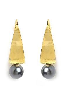 Gold Finish Pearl Dangler Earrings