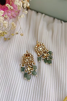 Micro Gold Plated Pachi Kundan & Green Bead Choker Necklace Set
