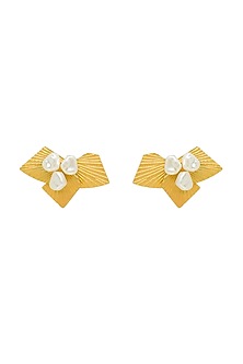 Gold Plated Pearl Stud Earrings