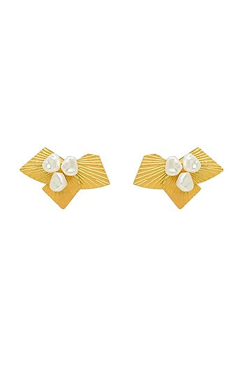 Gold Plated Pearl Stud Earrings