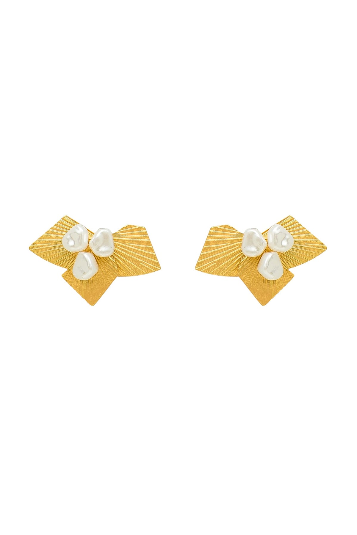 Gold Plated Pearl Stud Earrings