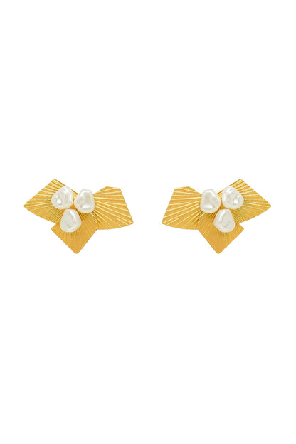 Gold Plated Pearl Stud Earrings