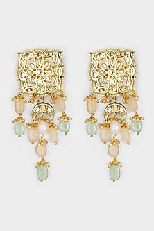 Micro Gold Finish Agate Stone Earrings