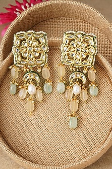 Micro Gold Finish Agate Stone Earrings