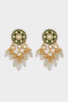 Micro Gold Finish Jade Beaded Earrings