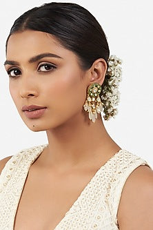 Micro Gold Finish Jade Beaded Earrings
