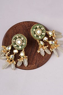 Micro Gold Finish Jade Beaded Earrings