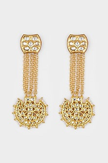 Micro Gold Finish Beaded Dangler Earrings