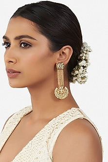 Micro Gold Finish Beaded Dangler Earrings