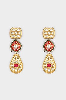 Micro Gold Finish Kundan Polki Dangler Earrings
