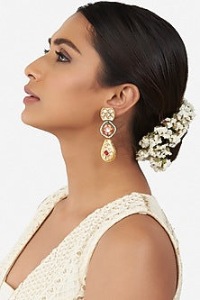 Micro Gold Finish Kundan Polki Dangler Earrings