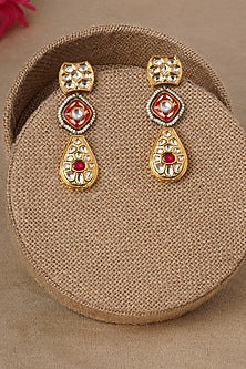 Micro Gold Finish Kundan Polki Dangler Earrings