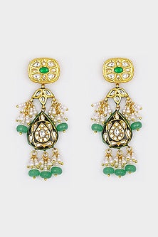 Micro Gold Finish Pearl Dangler Earrings