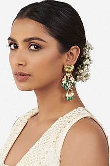 Micro Gold Finish Pearl Dangler Earrings