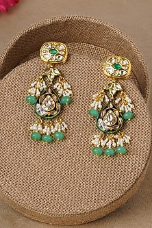 Micro Gold Finish Pearl Dangler Earrings