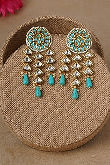 Micro Gold Finish Earrings With Turquoise Drops