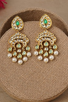 Micro Gold Finish Earrings With Pearls