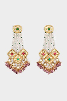 Micro Gold Finish Beaded Dangler Earrings