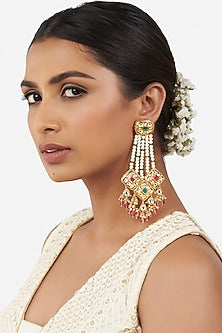 Micro Gold Finish Beaded Dangler Earrings