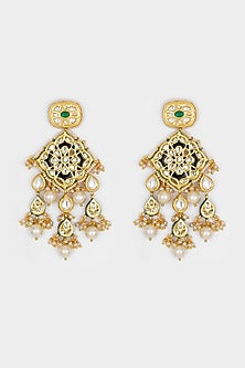 Micro Gold Finish Earrings With Beads